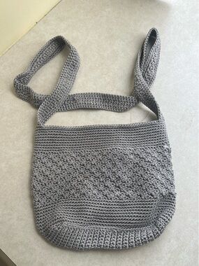 Hand-Crocheted Gray Tote Bag